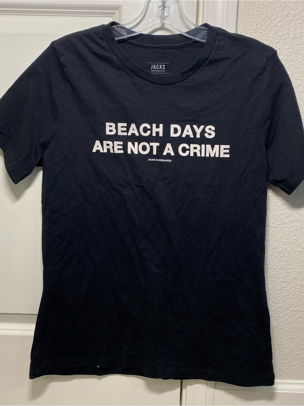 Jacks Surfboards Men's 'Beach Days Are Not A Crime' Short Sleeve Tee - Black